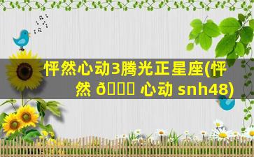 怦然心动3腾光正星座(怦然 🐋 心动 snh48)